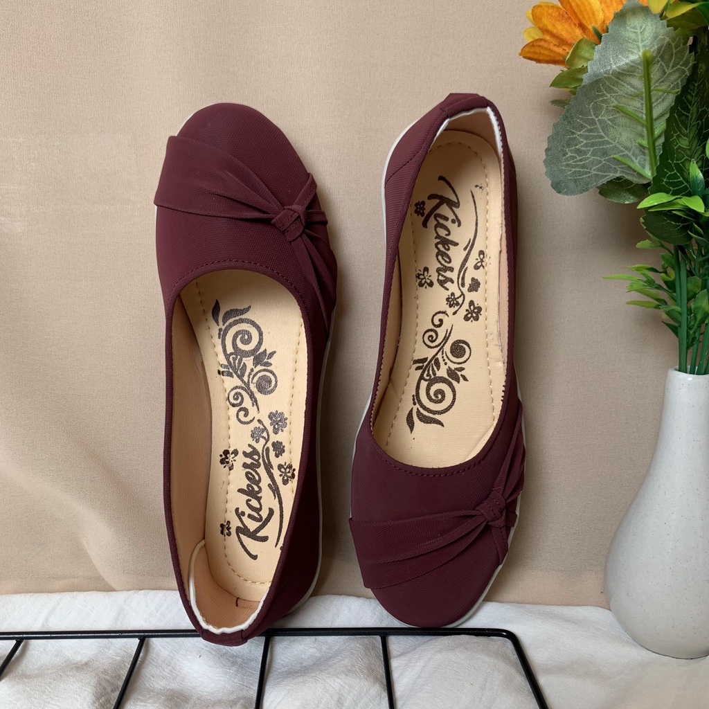 Flatshoes balet wanita variasi pita samping polos casual bahan suede sepatu kantor model feminim korean style BL PITA SAMPING 5