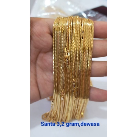 Kalung Itali Santa, Pj 60 cm, Perak 925, Sepuh Emas Kuning