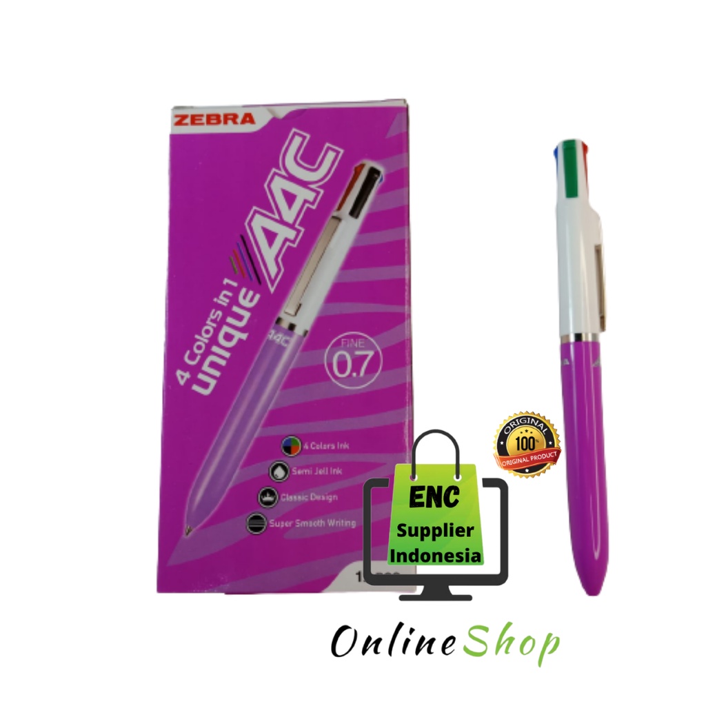 

zebra 1 buah Bolpoin 0,7 a4c bolpen multifungsi 4 warna unique 0.7 mm per pcs - enc.sup