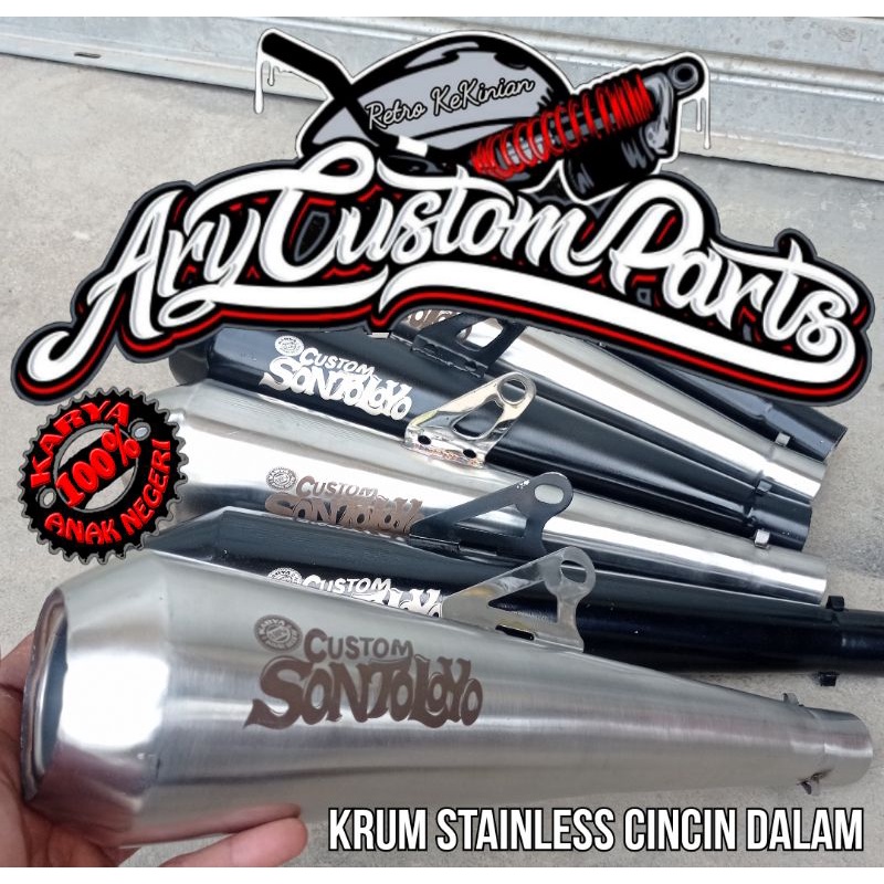 Knalpot custom Stainles w175 japstyle bobber caferacer bratstyle tiger gl pro cb 100 megapro scorpio dll besi arnium-Krum stenlis c.dlm