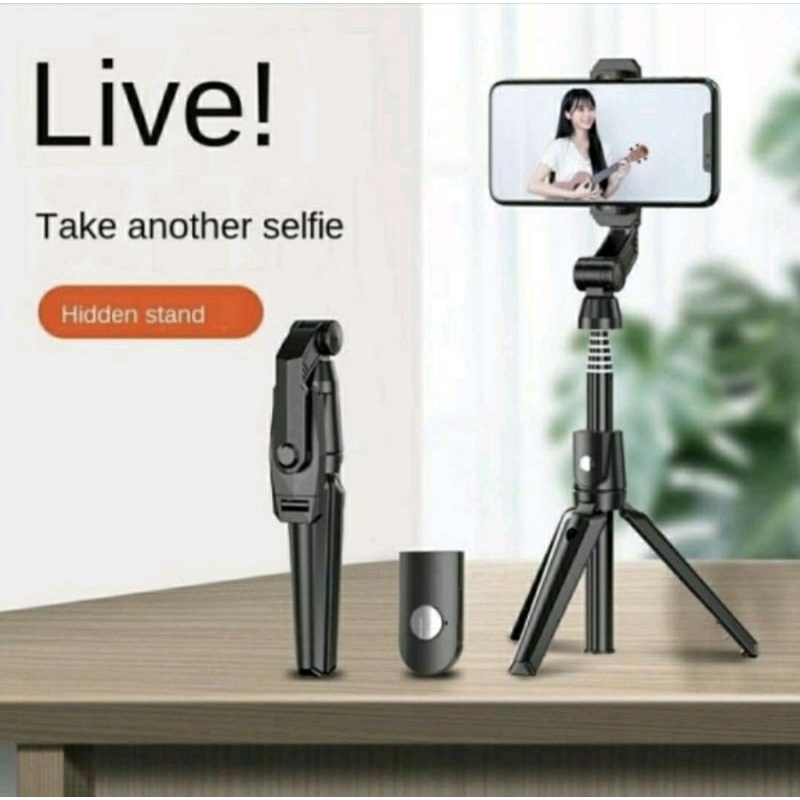 K21 SELFIE STICK / TONGSIS BLUETOOTH SHUTTER TRIPOD HOLDER SELFIE STICK TONGSIS TRIPOD 4 IN 1 WITH WIRELESS REMOTE SHUTTER