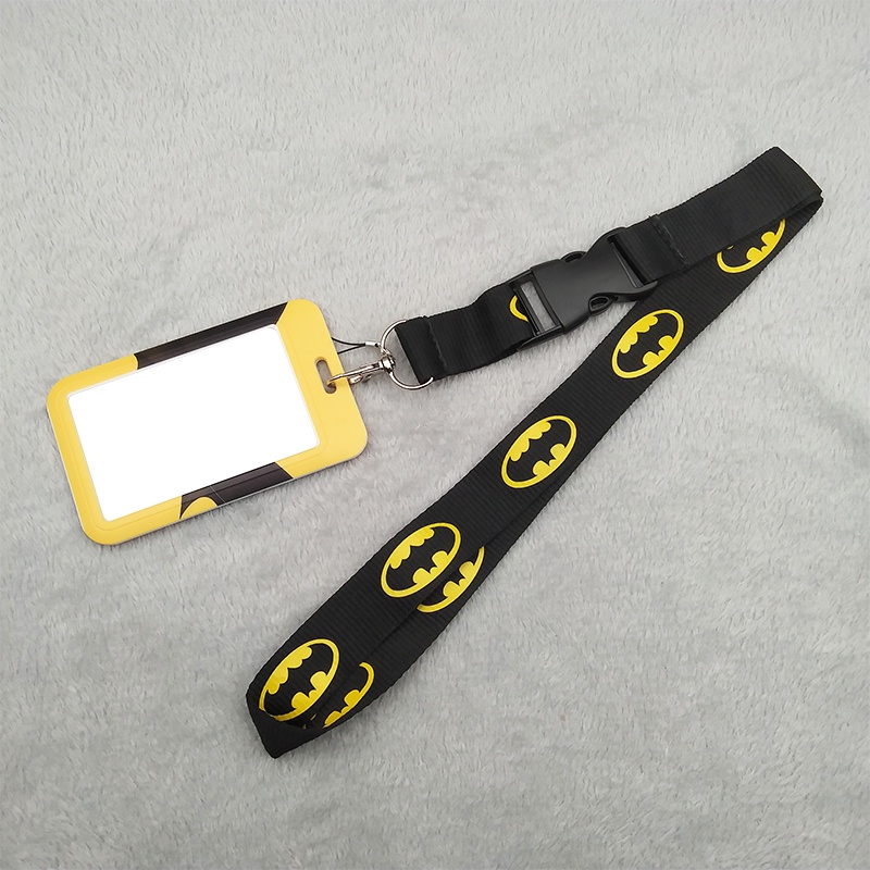 2 IN 1 Holder Kartu ID Motif Batman Dengan Lanyard Leher Tahan Lama Untuk Ponsel Sturdy