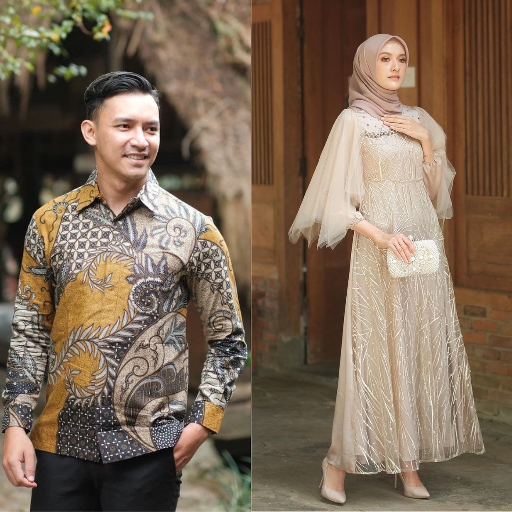 NEW ARRIVAL - COUPLE LUNA DRESS XXL HIGH QUALITY//GAMIS LUNA FULL VELVET KOMBINASI BROKAT MUTIATRA MEWAH PLUS TULLE 2 SISI//KEMEJA PRIA BATIK VIRAL TERBARU//COUPLE TUNANGAN WISUDA KEKINIAN REALPICT 100%