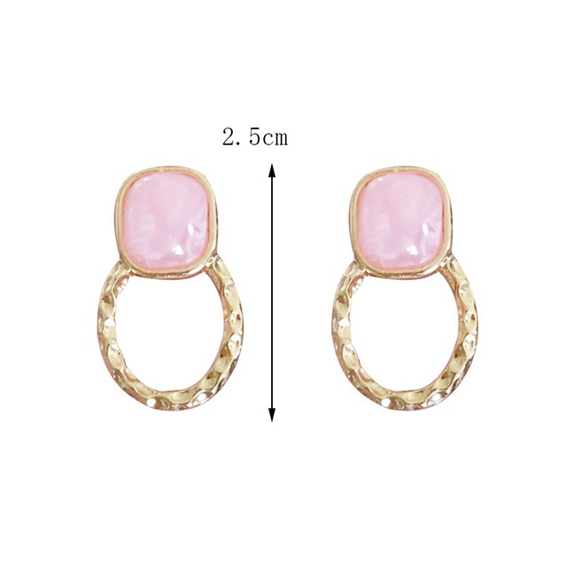 LRC Anting Tusuk Fashion Square Resin Stitching Earrings F6537X