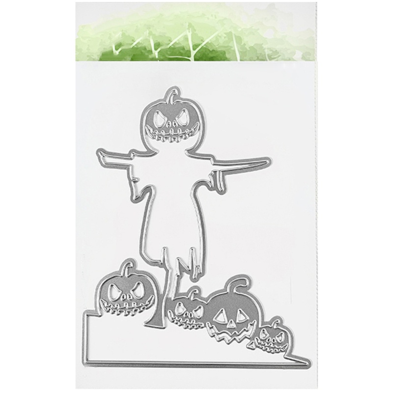 Cetakan Stensil Cutting Dies Motif Labu Halloween Bahan Metal Untuk Scrapbook / Craft DIY