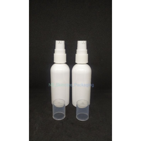 Botol serum 60 ml / pump treatment 60ml putih tutup putih