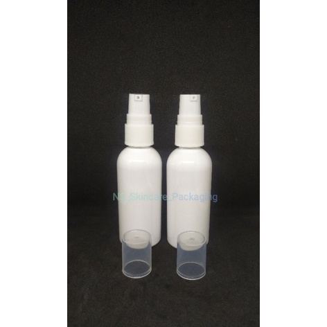 Botol serum 60 ml / pump treatment 60ml putih tutup putih