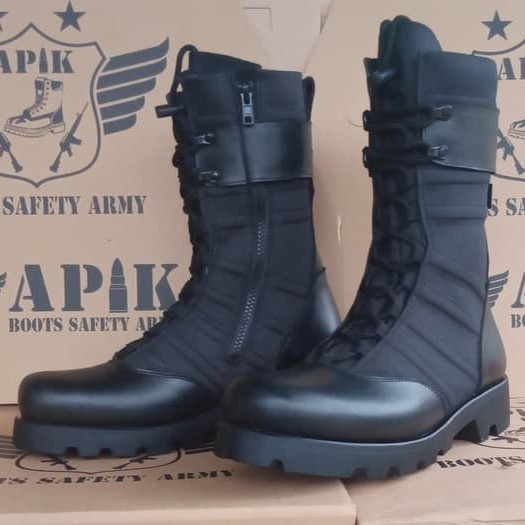 SEPATU PDL NINJA KULIT ASLI MERK APIK SEPATU PDL TNI POLRI SECURITY SATPAM SEPATU BOOTS PRIA KULIT