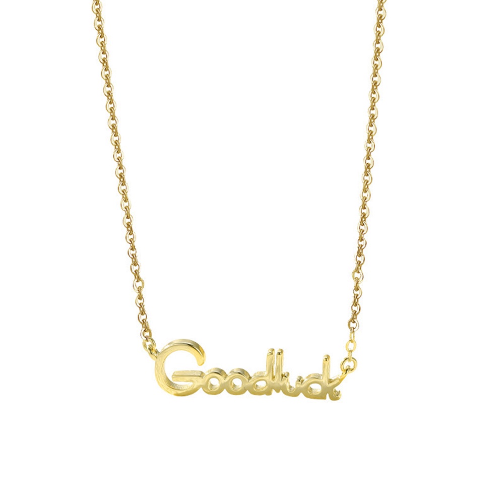 【COD Tangding】Goodluck Kalung Rantai Dengan Liontin Tulisan Goodluck Untuk Wanita
