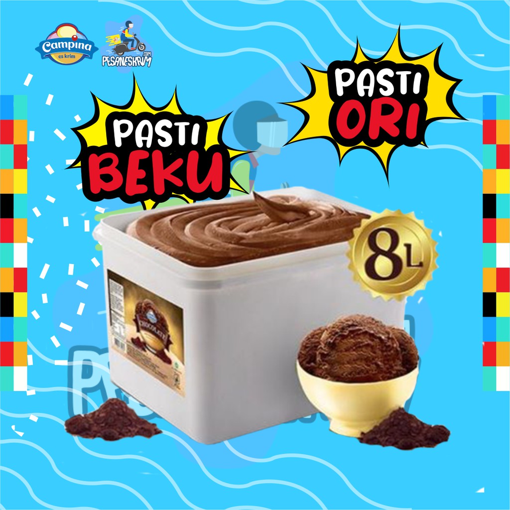 Ice Cream Campina Chocolate 8 ltr/ Es krim 8 liter/ Eskrim Ember/ Eskrim Bandung