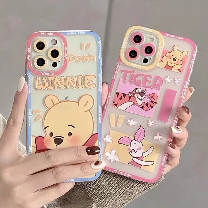 Soft Case Silikon TPU Transparan Motif Beruang Cover Iphone 12 13 SE 6 6S 7 8 Plus X XS XR 11 Pro Max