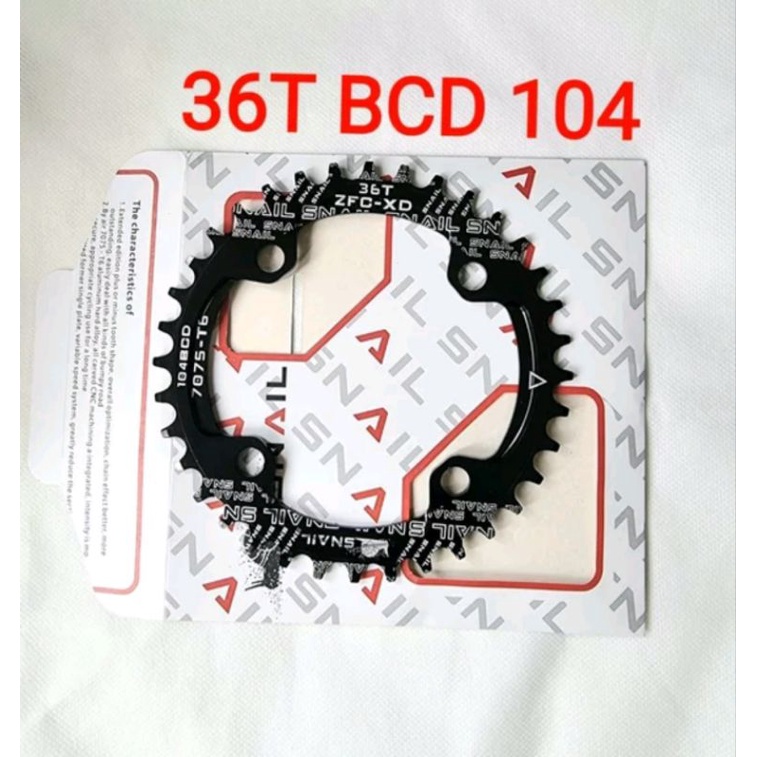 Snail Chainring 36T BCD 104 Narrow Wide Chain Ring Arm Crank Sepeda Hitam