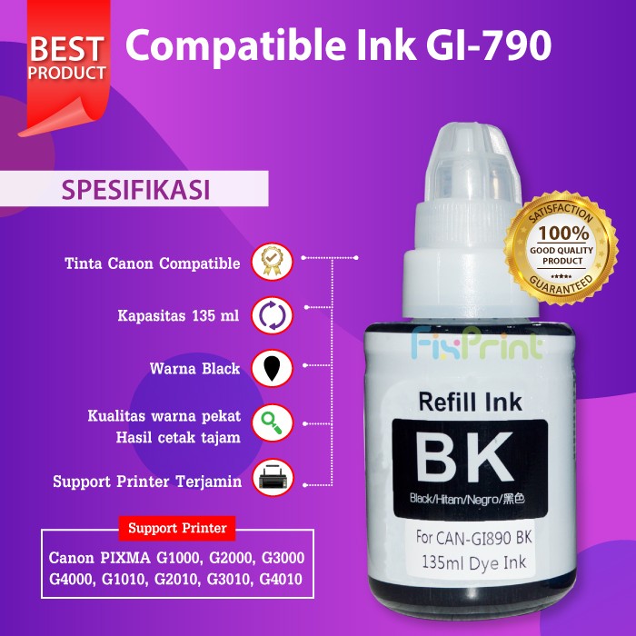 TINTA GI-790 PREMIUM REFILL PRINTER CANON G1010 G2010 G3010 G4010 790 FI1164