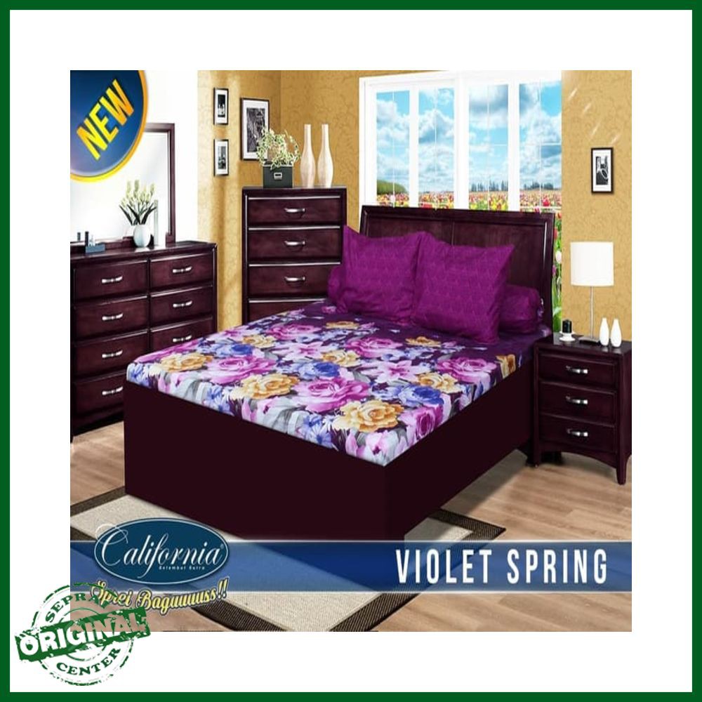 SEPRAI CALIFORNIA / SPREI CALIFORNIA VIOLET SPRING QUEEN 160 No.2 SEPRAI UNGU BUNGA DAHLIA