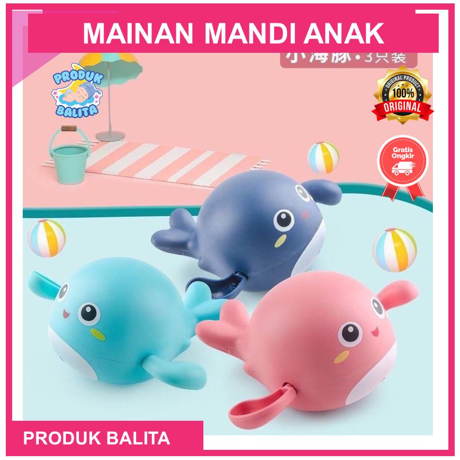 Mainan Mandi Bayi Anak Dolphin Berenang Mainan Air Bak Mandi Lucu Toy Turtle