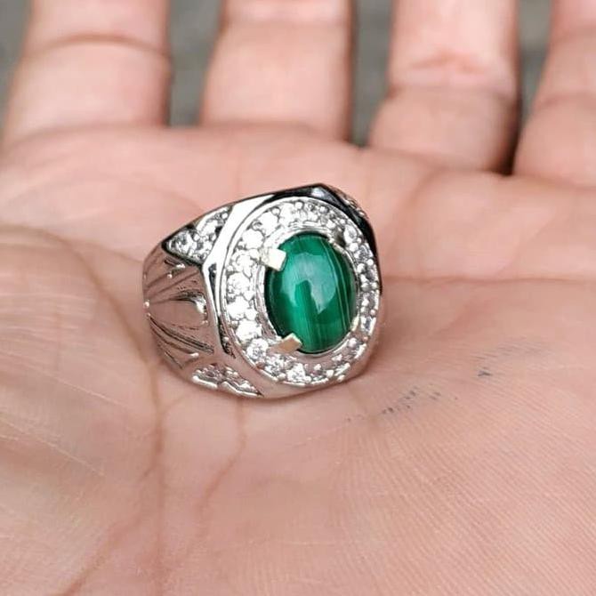 Terlaris Cincin Permata Batu Akik Natural Green Malachite Minimalis - 7 Best Seller