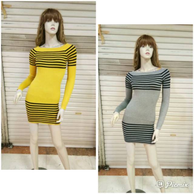 12117 Bodycon dress salur/Atasan panjang rajut
