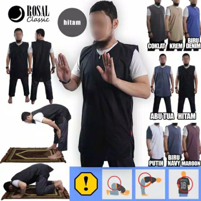 ROSAL CLASSIC clasic rompi sholat shalat solat pakaian muslim pria pelapis baju kaos polos cowok