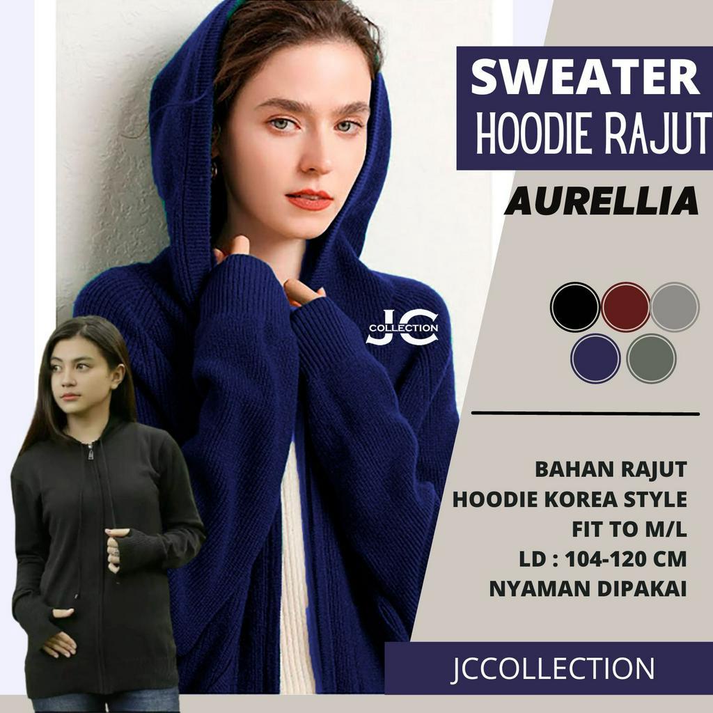Jaket Hoodie Rajut Roundhand Aurell Ariiel Sweater Jempol polos- JCCollections