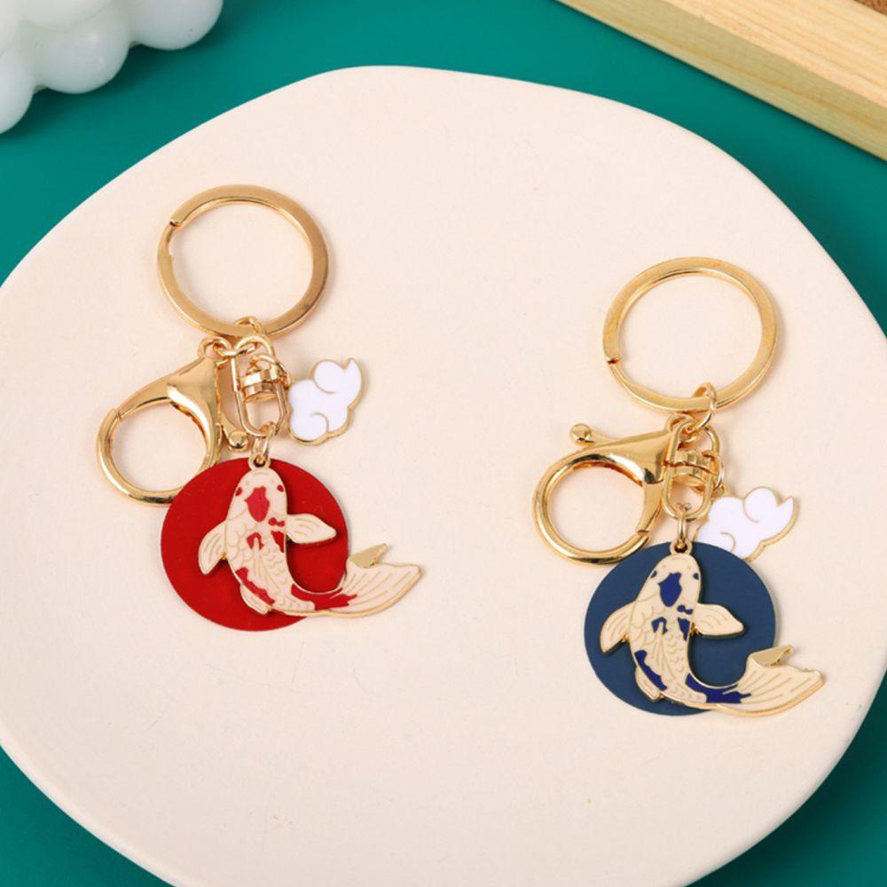 Needway   Koi Gantungan Kunci Lucu Vintage Kreatif Kartun Logam Jepang Key Chain