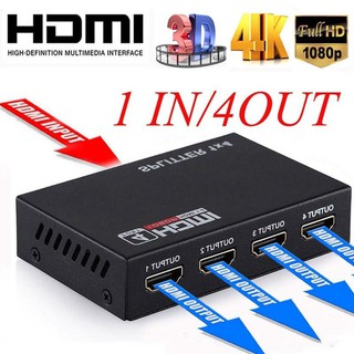 HDMI Splitter 4 Port Hub Full Video 1X4 HD Spliter Split 1 In 4 Out Repeater Amplifier V1.4 3D 1080P