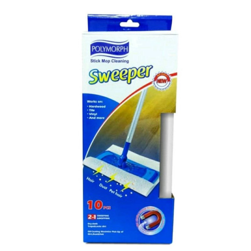 POLYMORPH SWEEPER /SAPU KERING /TONGKAT PEL FREE 10lbr TiSU KERING PEMBERSIH LANTAI /MAGIC CLEAN DRY