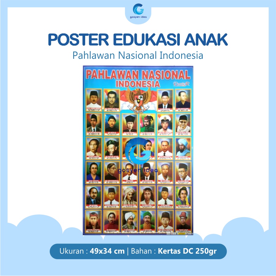 Poster Pendidikan Edukasi Anak Belajar Pahlawan Nasional Indonesia