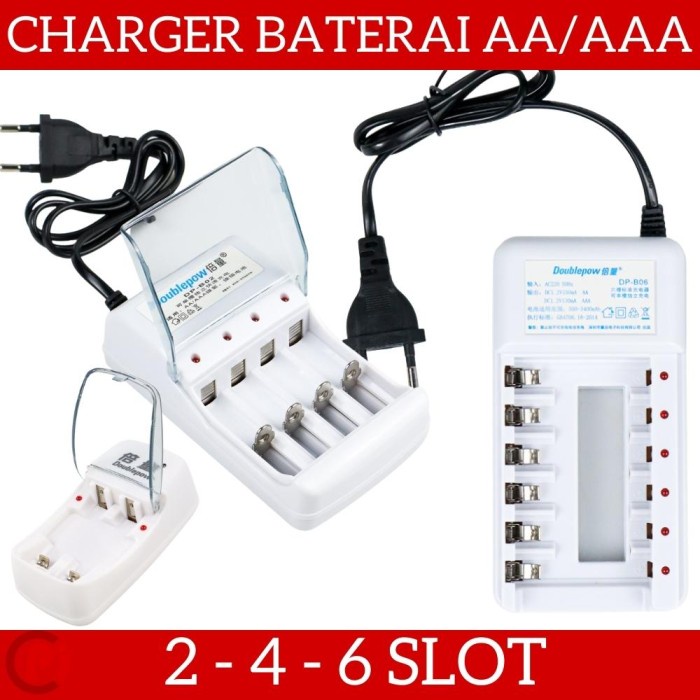 DOUBLEPOW Charger Cas Baterai Untuk Battery AA AAA A2 A3 2 4 6 Slot