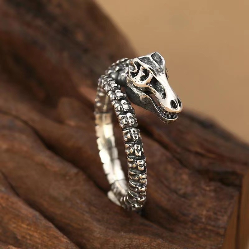 Cincin Model Terbuka Desain Kerangka Dinosaurus Untuk Pria