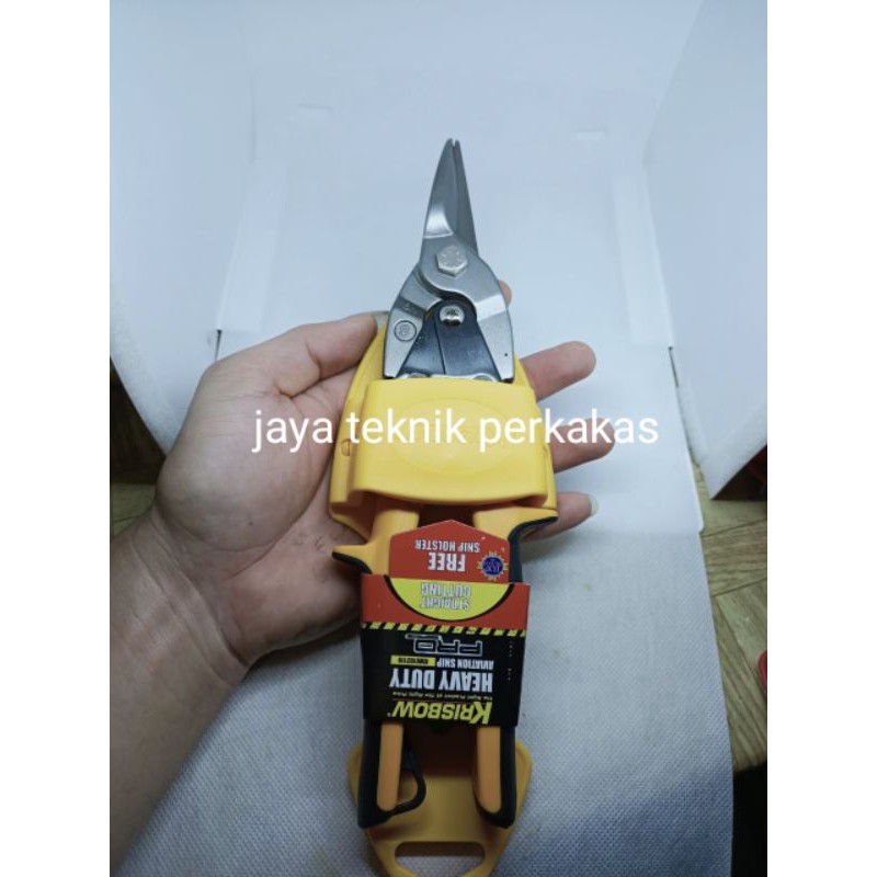 Krisbow gunting baja ringan lurus - gunting baja ringan - gunting seng Krisbow lurus warna kuning
