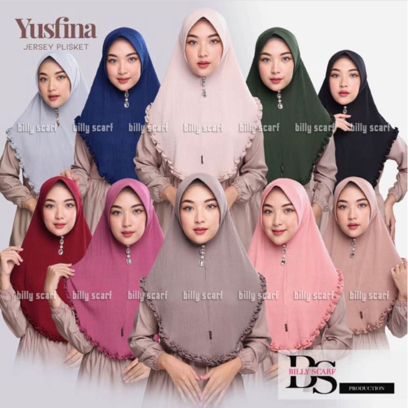 Hijab Bergo Instant Plisket Tempel Yusfina Original Billy Scarf