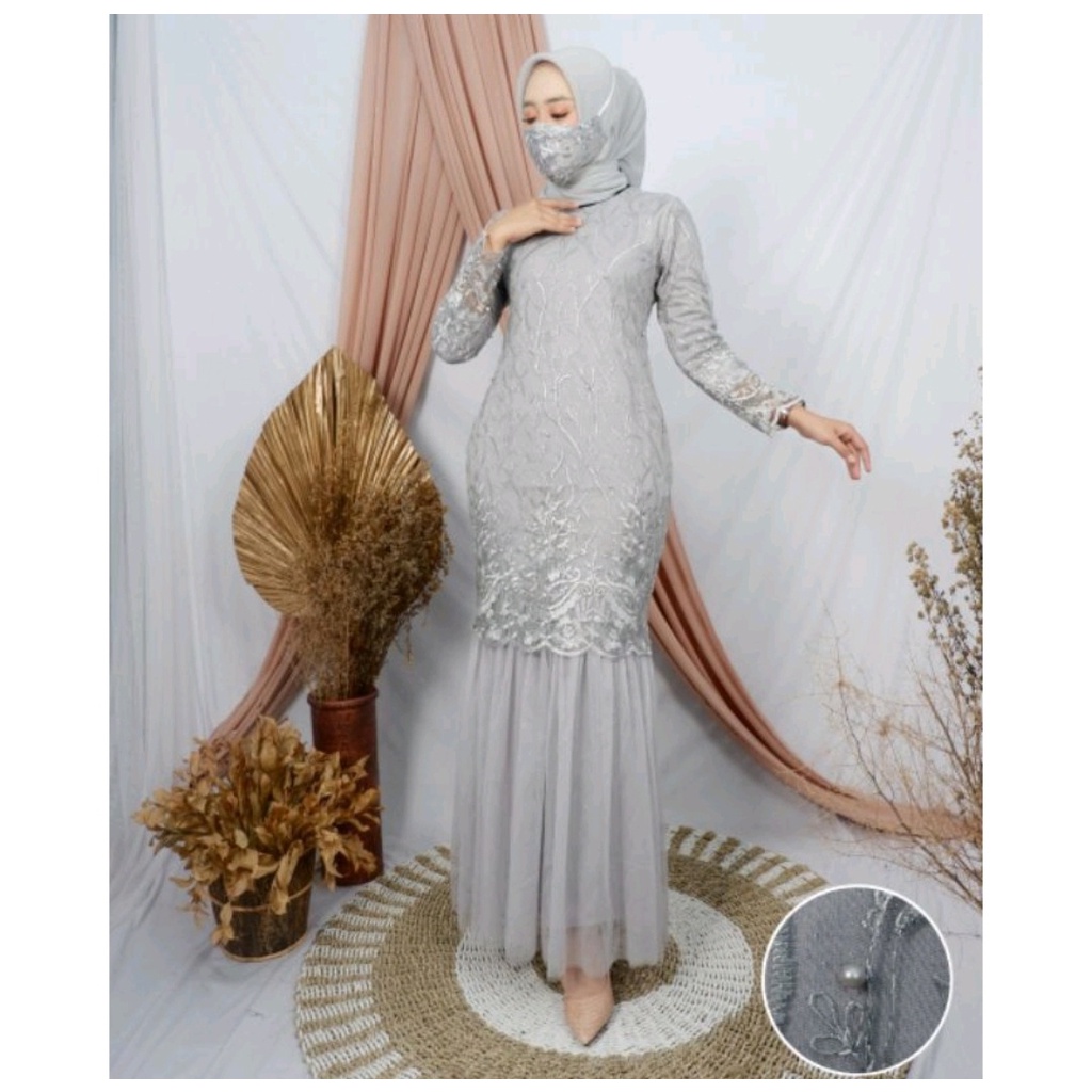 (NEW) GAMIS DUYUNG BRUKAT TILE MUTIARA / GAMIS PESTA / GAMIS FASHION MODERN TERBARU / KEBAYA MODERN / BAJU GAMIS / MAXI DRESS / GAMIS MUSLIM / GAMIS BUSUI MUSLIMAH / #LVTUTU