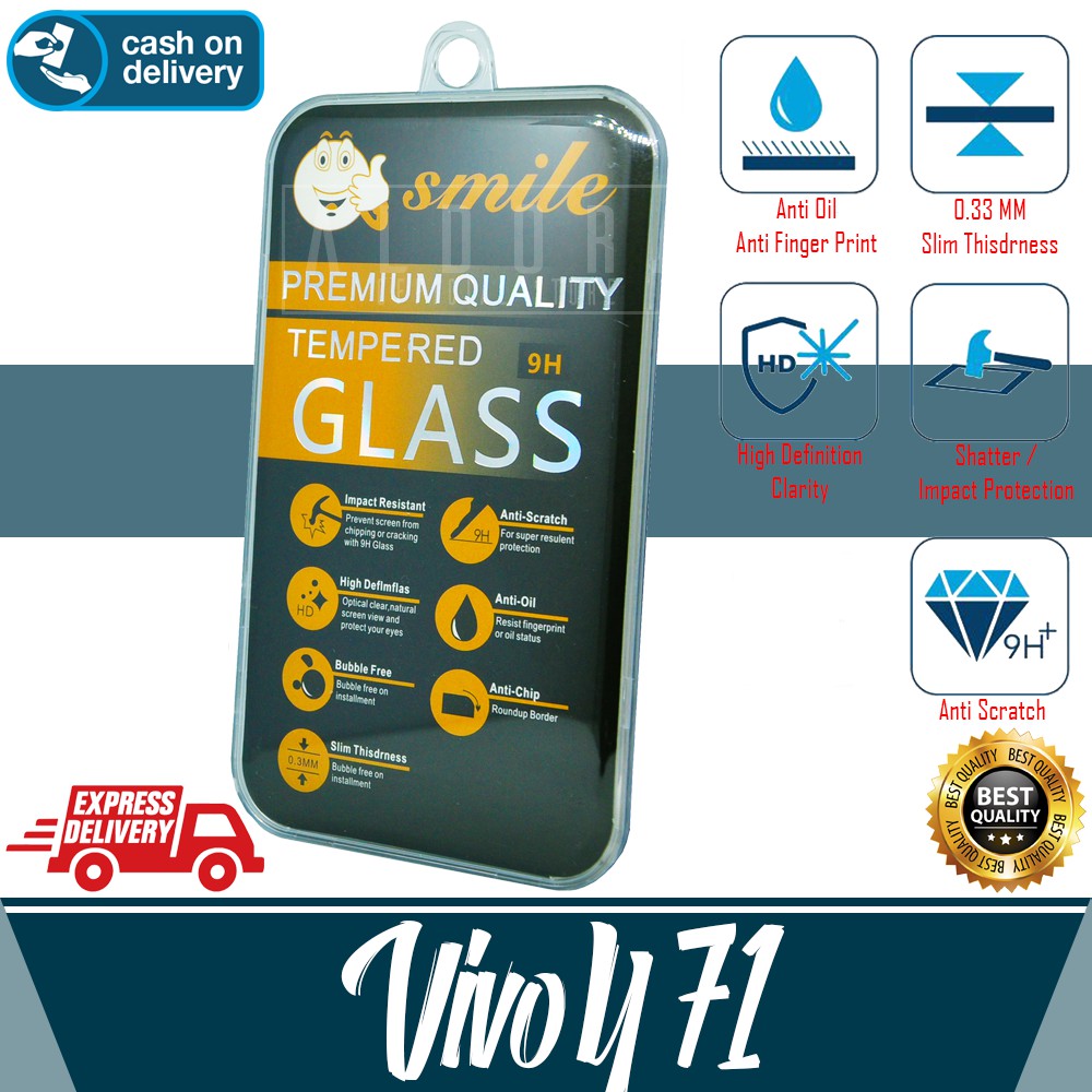 Tempered Glass Bening Vivo Y71 / 1724 Anti Gores Kaca Smile Premium Quality