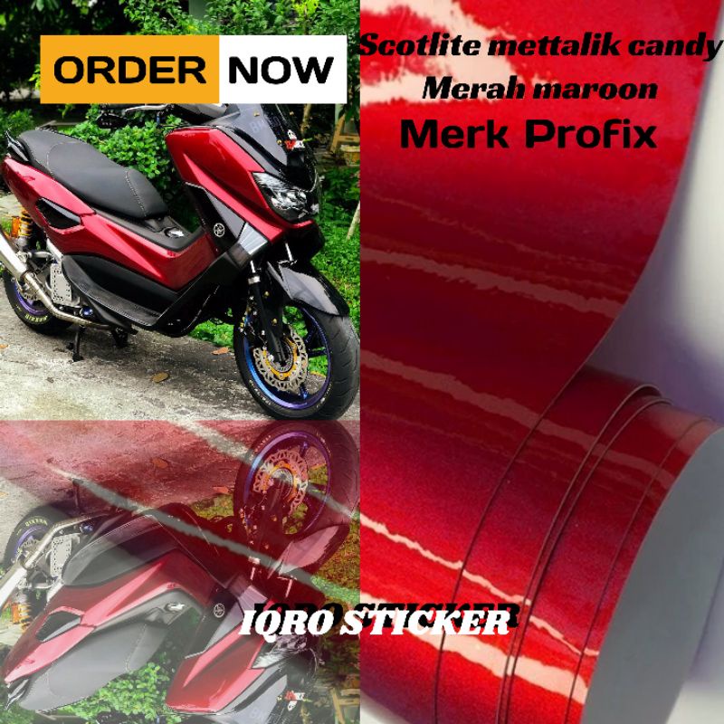 Sticker skotlet metalik candy merah maroon mengkilap untuk motor