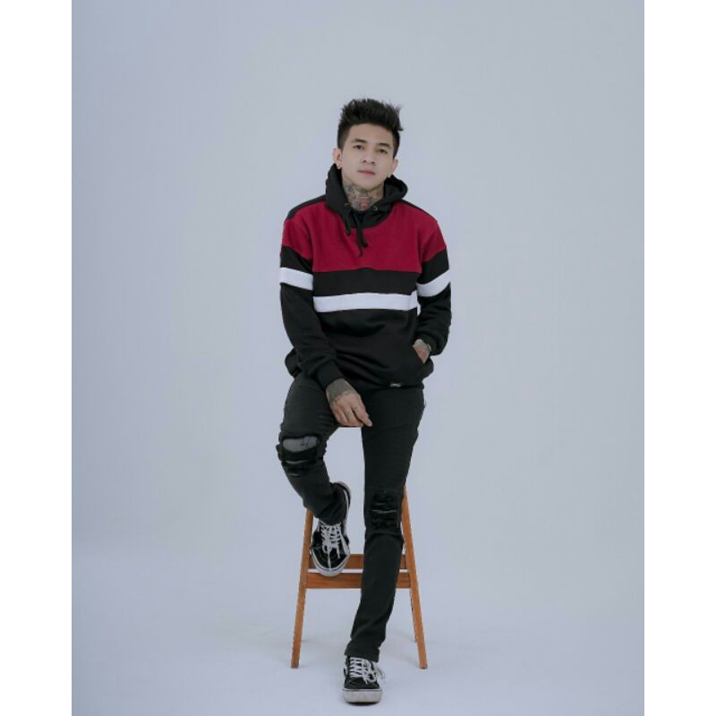 Sweater Hoodie Sweater Pria Sweater Salviohexia Merah Kombi Putih