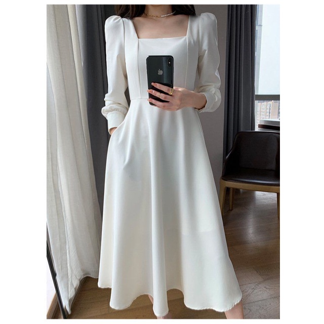 Korea Dress Vintage Long Sleeves Maxi Dress Import Party Dress-3