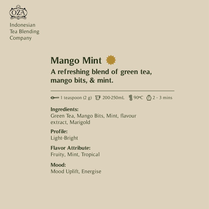 

teh-daun- oza tea - mango mint | green tea | 40 gram (20 cups) -daun-teh.