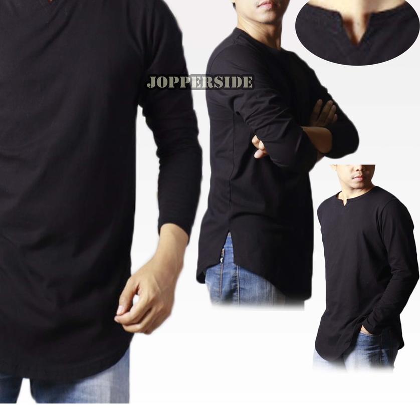 ➴ ORIGINAL baju koko kaos polos longline kurta gamis muslim pria kkp1 ♚