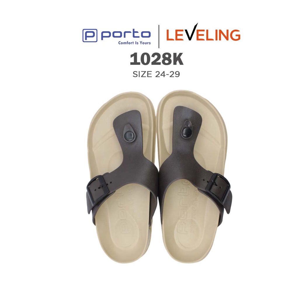 1028K - Porto Leveling Sandal Jepit Harian Kasual Anak Laki-Laki Perempuan Size 24 -29 Karet Kuat Tidak Licin