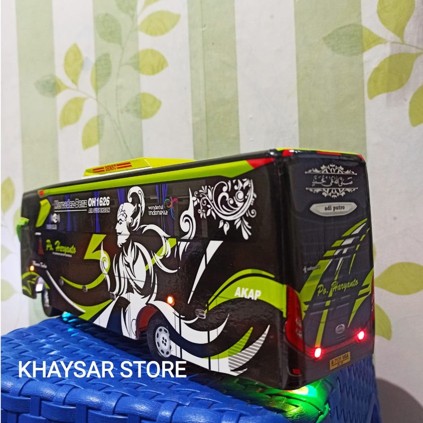 Miniatur bus bis shd HARYANTO BIMA HIJAU plus lampu