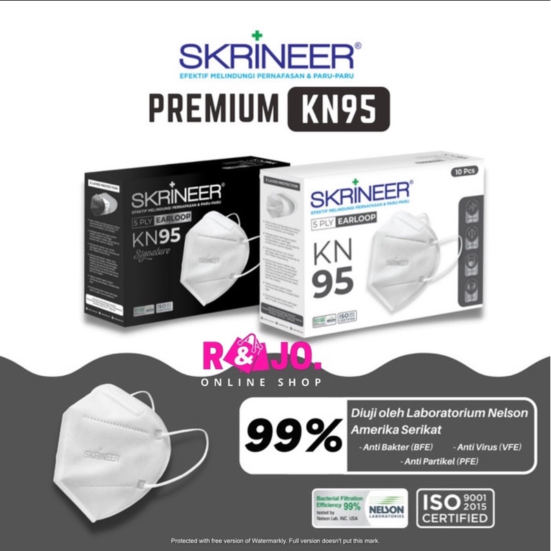 Skrineer KN95 Masker 5ply Earloop Premium Surgical Mask