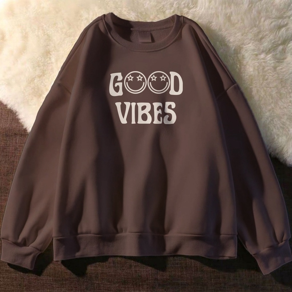 SWEATER WANITA GOOD VIBES - ATASAN CEWEK TEBAL PREMIUM