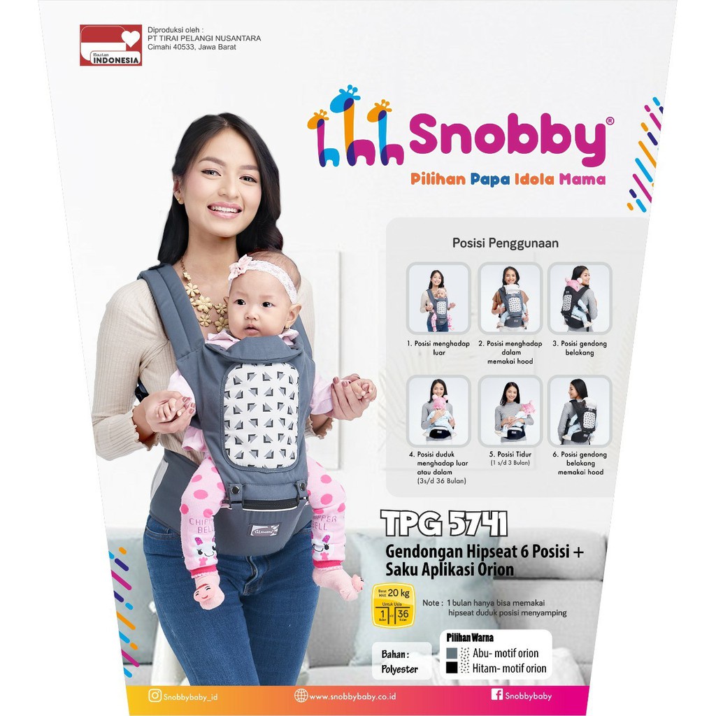 Snobby Gendongan HipSeat 6 Posisi TPG5741 + Variasi Saku Orion Series