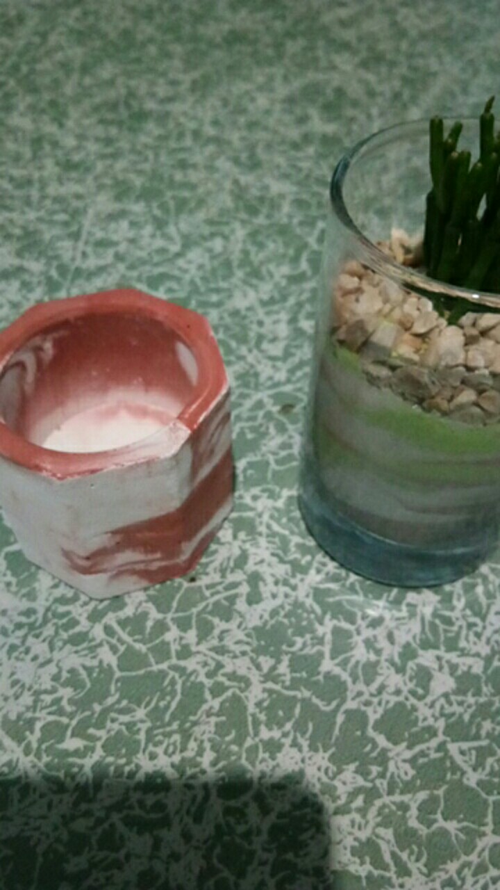 Pot Mini Marble Merah Putih | Pot Sukulen