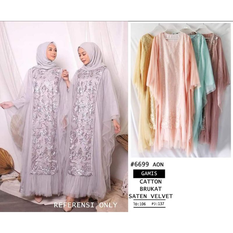 KAFTAN SATEN VELVET KOMBI BRUKAT  TILE IMPORT BKK