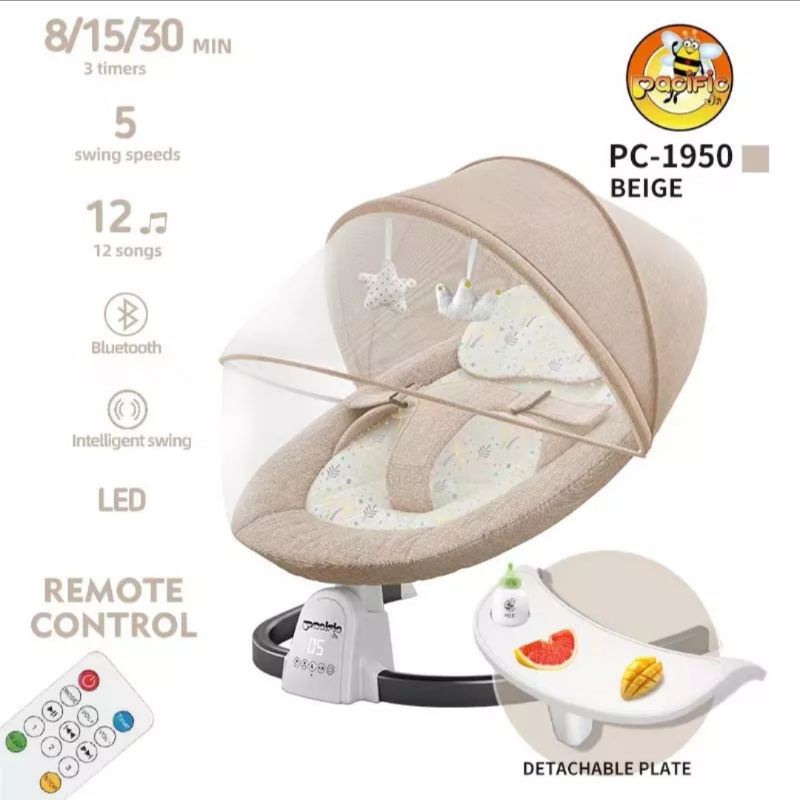 Pacific Deluxe Multifunctional Swing Chair Baby With Table PC 1950 / Bouncer Ayunan Otomatis Pacific