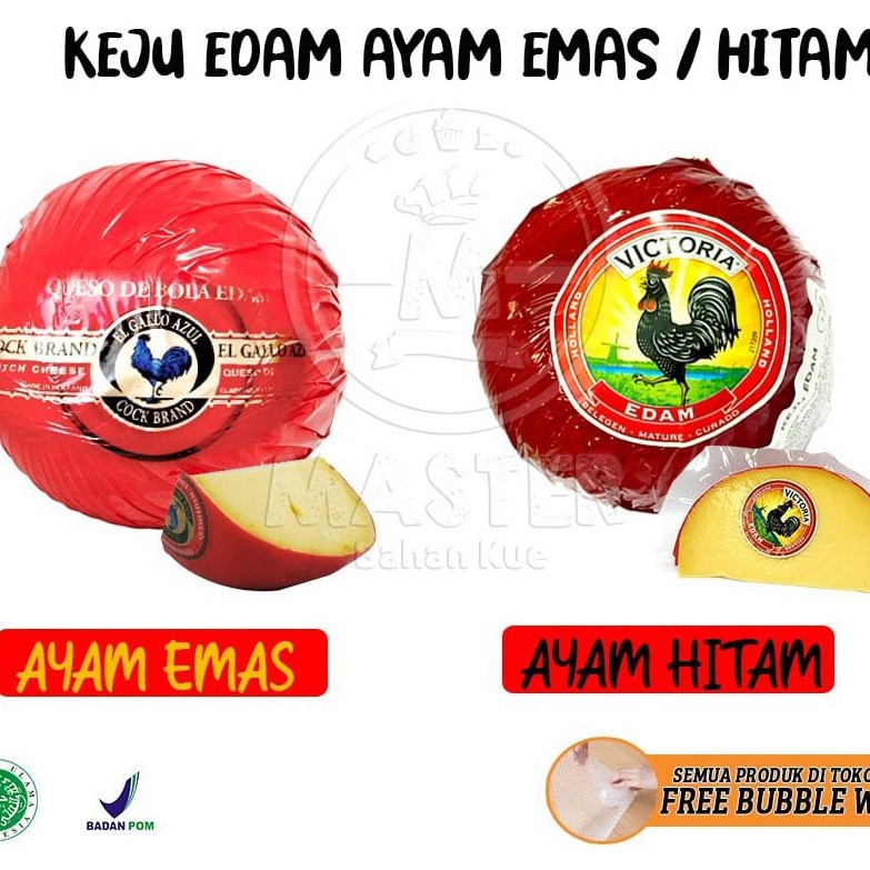 

Keju Edam Cheese Ayam Emas El Gallo / Hitam De Jong 50 - 100 gram
