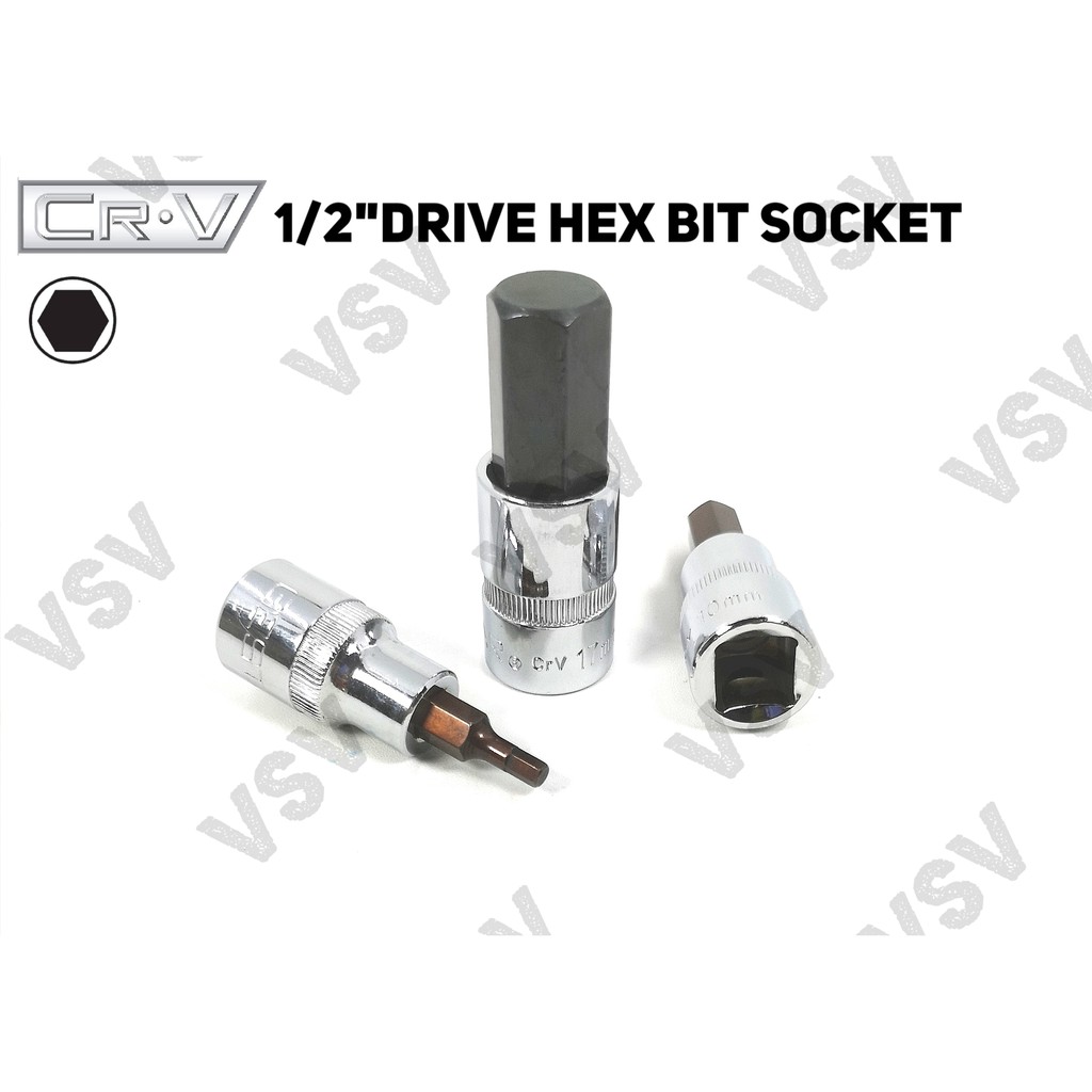 Gestar Hex Bit Socket 1/2&quot;DR 17mm, 19mm Kunci Shock L Kunci L sok