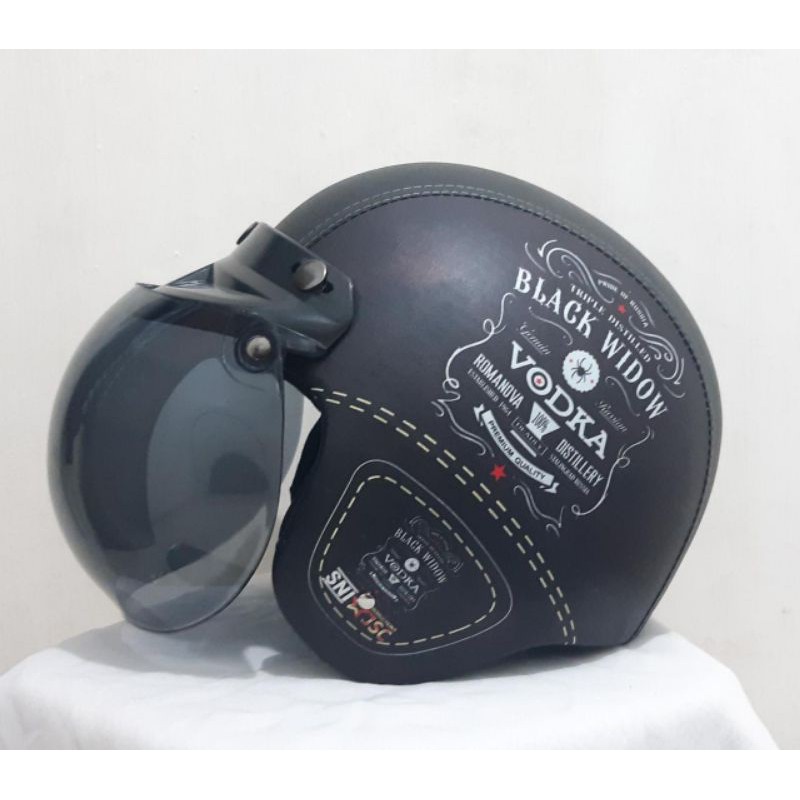 helm bogo dewasa press motif BLACK WIDOW VODKA