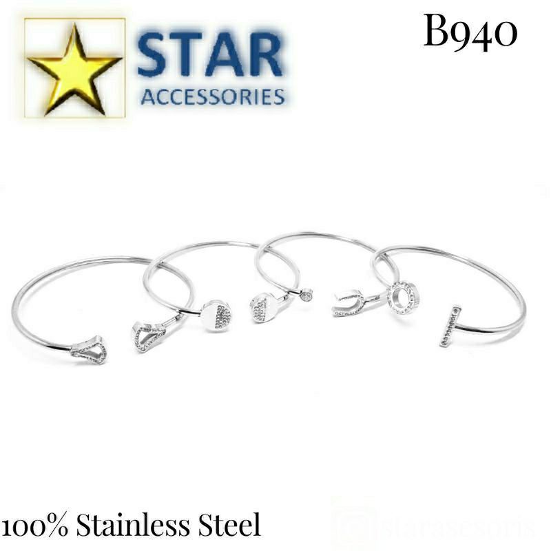 Gelang Titanium Silver Bentuk Variasi